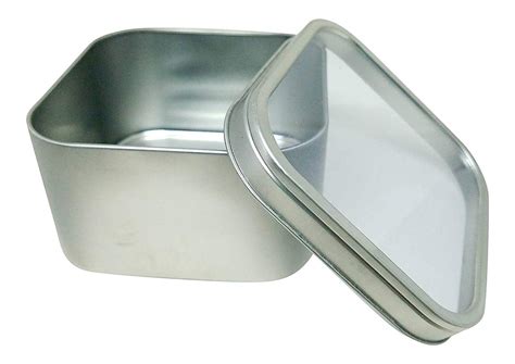 metal box square|square metal container with lid.